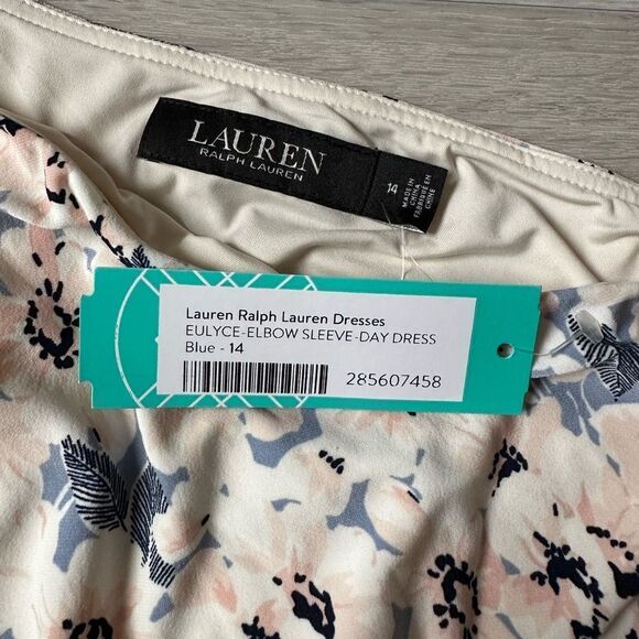 Lauren Ralph Lauren dresses Eulyce Elbow Sleeve Day Dress Blue 14 Stitch Fix Nwt - Picture 4 of 5